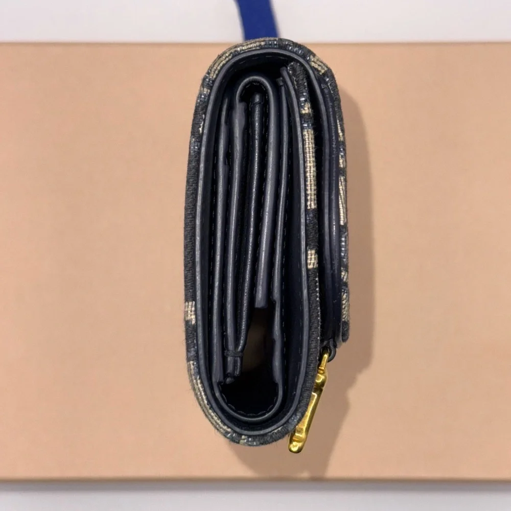 Dior Navy and Beige Monogram lotus Wallet